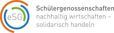 Logo mit dem Schriftzug "eSG / Schülergenossenschaften - nachhaltig wirtschaften - solidarisch handeln"