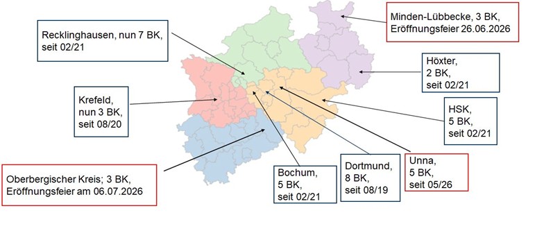 Die Grafik zeigt, welche RBZB es mit Stand 07-2026 in NRW gibt.