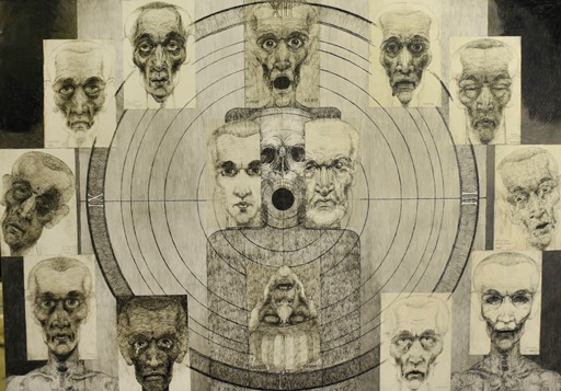 Großflächige Zeichnung des Künstlers Marian Kolodziej (© Sepp Spiegl) Großflächige Zeichnung des Künstlers Marian Kolodziej (© Sepp Spiegl)