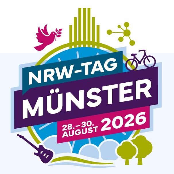 Logo mit dem Schriftzug NRW Tag Münster - 28. - 30. August 2026 - Wir sind dabei!