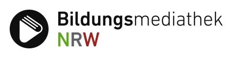 Logo der Bildungsmediathek NRW: Neben dem Schriftzug grafische Darstellung eines Buches.