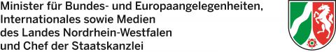 Absenderkennung des Ministers für Bundes- und Europaangelegenheiten, Internationales sowie Medien des Landes Nordrhein-Westfalen und Chef der Staatskanzlei (Schriftzug neben dem Landeswappen).