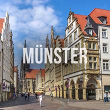 Stadtansicht Münster mit überblendetem Schriftzug "Münster"