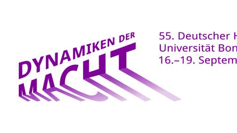 Logo des 55. Deutschen Historikertags, der unter dem Motto "Dynamiken der Macht" 2025 in Bonn stattfindet.