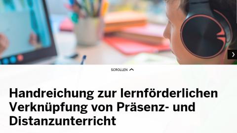 Cover der Handreichung zur lernförderlichen Verknüpfung von Präsenz- und Distanzunterricht
