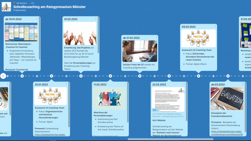 Screenshots des Padlets zum Schreibcoaching am Ratsgymnasium MS