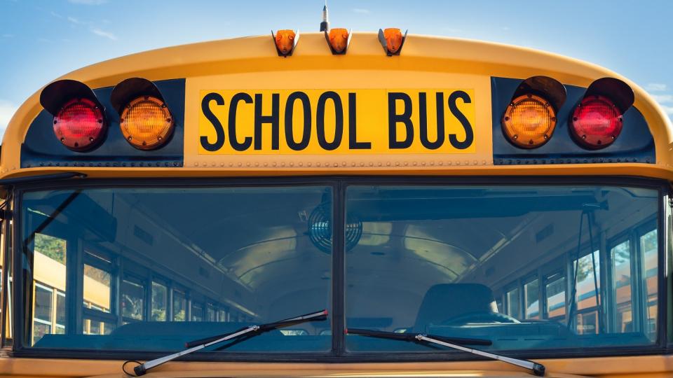 Amerikanischer Schulbus in Nahaufnahme. Amerikanischer Schulbus in Nahaufnahme.