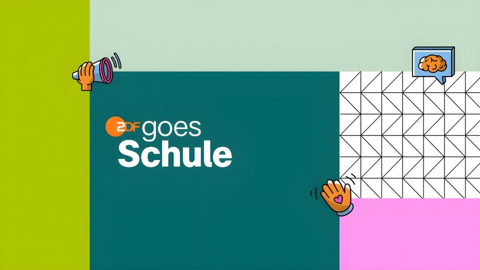 Eine bunte Grafik mit dem Schriftzug "ZDF goes Schule". Eine bunte Grafik mit dem Schriftzug "ZDF goes Schule".