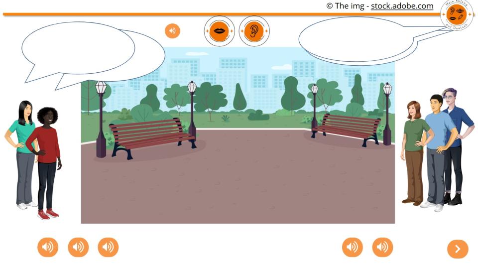 Mit der digitalen Lernumgebung "Mein Anfang auf Deutsch" kann man auch Dialoge einüben.