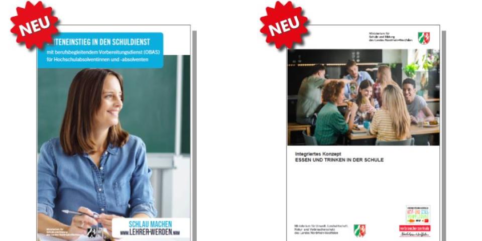 Titelblätter von Broschüren des Schulministeriums