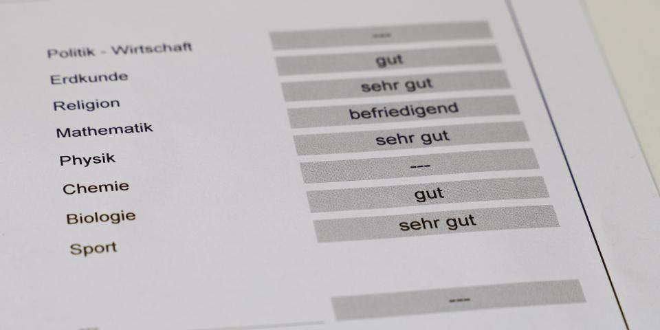 Ausschnitt aus einem Schulzeugnis.
