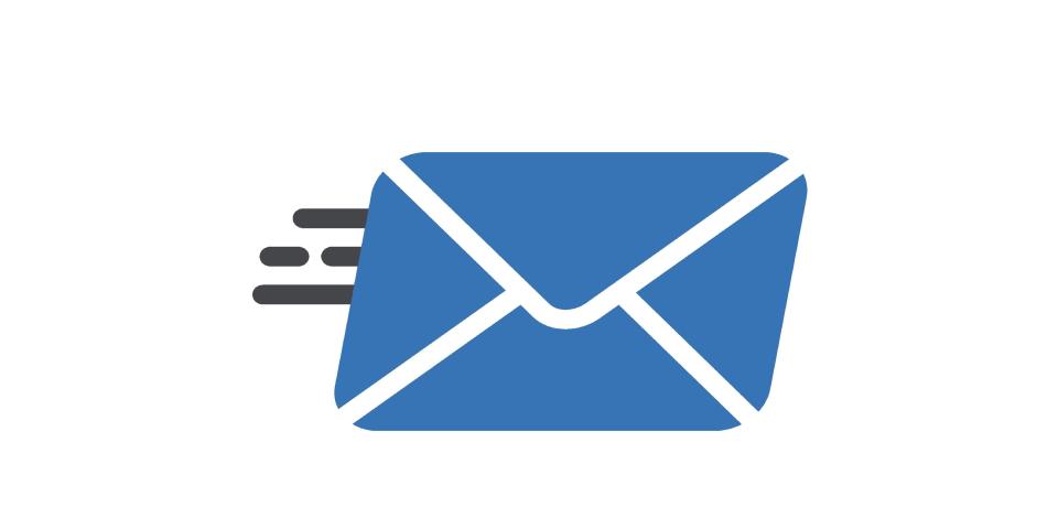 Symbol für ein Brief, der verschickt wird.