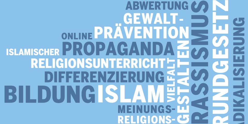 Wortblase rund um das Thema Islamismusprävention