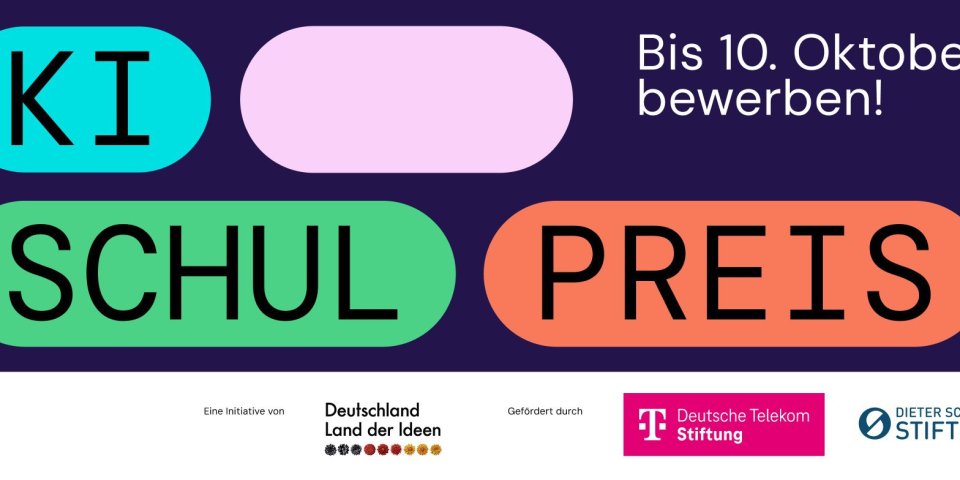 Plakat zum KI-Schulpreis, eine Initiative von "Deutschland - Land der Ideen"