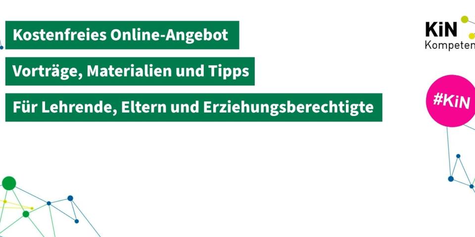 Plakat zu den kostenfreien Online-Angeboten 2026/27 im Rahmen der Initiative #KiN - Kompetent im Netz.