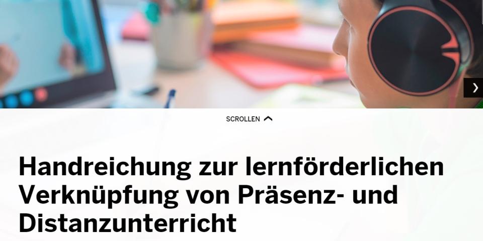 Cover der Handreichung zur lernförderlichen Verknüpfung von Präsenz- und Distanzunterricht