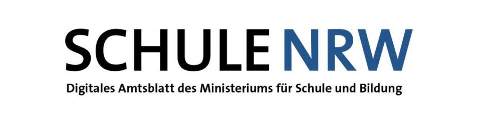 Schriftzug: "Schule NRW - Digitales Amtsblatt des Ministeriums für Schule und Bildung"