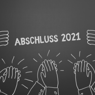 Grafik Klatschende Hände und Aufschrift Abschluss 2021