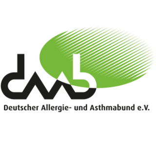 Logo des deutschen Allergie- und Asthmaverbunds, in der Mitte ist die Abkürzung daab zu sehen, darunter der ausgeschriebene Name