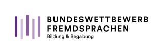 Schriftzug "Bundeswettbewerb Fremdsprachen - Bildung & Begabung", daneben ein grafisches Element aus senkrecht parallel verlaufenden Linien.