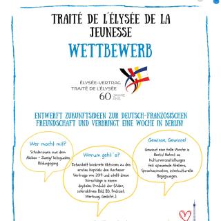 Flyer des Wettbewerbs "Traité de l'Élysée de la Jeunesse"