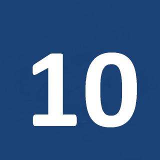Die Zahl 10 in weißer Schrift auf blauem Hintergrund.