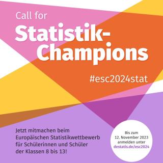 Das Plakat des Europäischen Statistikwettbewerbs wirbt mit dem Slogan "Call for Statistik-Champions".