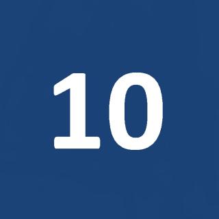 Die Zahl 10 in weißer Schrift auf blauem Hintergrund.