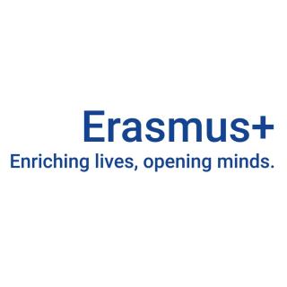 Wortmarke mit dem Text "Erasmus+ Enriching lives, opening minds"