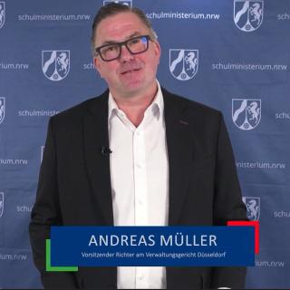 Standbild Richter Müller Digitale Veranstaltung "Rechtssichere Anwendung erzieherische Maßnahmen" (3. März 2026)
