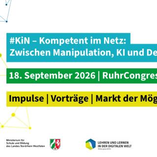 Die Präsenzveranstaltung "#KiN - Kompetent im Netz: Zwischen Manipulation, KI und Demokratie" findet am 18. September 2026 in Bochum statt.