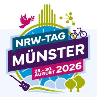 Logo mit dem Schriftzug NRW Tag Münster - 28. - 30. August 2026 - Wir sind dabei!