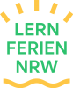 Logo mit dem Schriftzug "Lernferien NRW". Grafisch dargestellt sind oberhalb des Schriftzuges Sonnenstrahlen, darunter eine Welle.